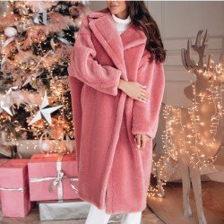  Winter Pure Color Plush Lambswool Coats