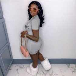  Sexy Tight Letter Sleeveless Dress For Women