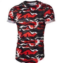  Men's Camouflage Sports Workout Short Sleeve T-Shirt