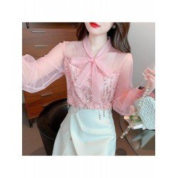 2024 Fall Bow Women's Chiffon Blouse Top  2024 Fall Bow Women's Chiffon Blouse Top