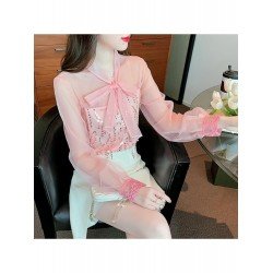  2024 Fall Bow Women's Chiffon Blouse Top