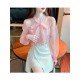  2024 Fall Bow Women's Chiffon Blouse Top