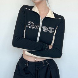  Women's Contrast Color Patchwork Printing Short Coats
