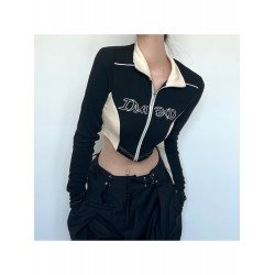  Women's Contrast Color Patchwork Printing Short Coats