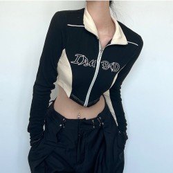  Women's Contrast Color Patchwork Printing Short Coats