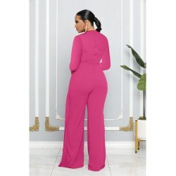 New Fashion Solid Long Sleeve Straight Leg Jumpsuits New Fashion Solid Long Sleeve Straight Leg Jumpsuits