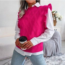  Pure Color Round Ncek Women's Knitwear Sweater