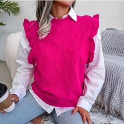  Pure Color Round Ncek Women's Knitwear Sweater