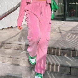 Casual Solid Straight Leg Sports Trousers