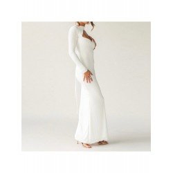 Tie Wrap Backless One Sleeve Maxi Dresses Tie Wrap Backless One Sleeve Maxi Dresses