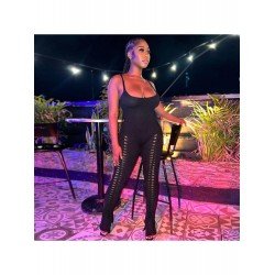 Summer Backless Hollowed Out Sleeveless Skinny Jumpsuits  Summer Backless Hollowed Out Sleeveless Skinny Jumpsuits