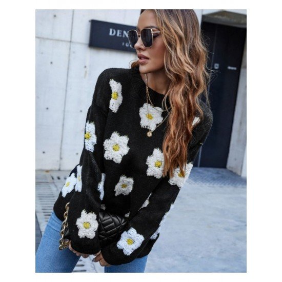  2024 Round Neck Flower Embroidery Women's Sweater