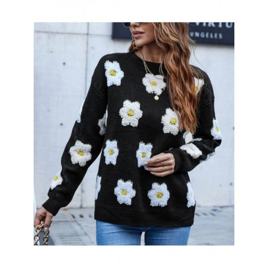  2024 Round Neck Flower Embroidery Women's Sweater