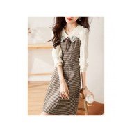  2024 Fall Plaid Patchwork Women's Dress