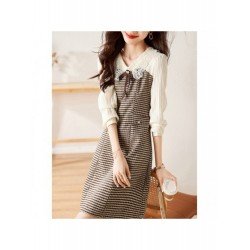 2024 Fall Plaid Patchwork Women's Dress  2024 Fall Plaid Patchwork Women's Dress