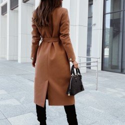 Winter Solid Long Sleeve Long Coats