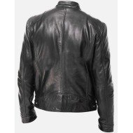Leather Black Stand Collar Men Jackets