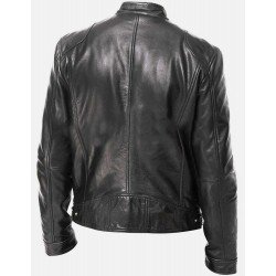 Leather Black Stand Collar Men Jackets Leather Black Stand Collar Men Jackets