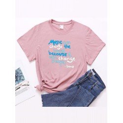 Simple Leisure Letter Printed T Shirts For Women