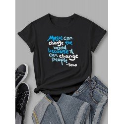Simple Leisure Letter Printed T Shirts For Women
