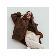 Winter Solid Pockets Women Faux Fur Coats