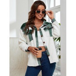  New Loose Plush Plaid Women's Coat