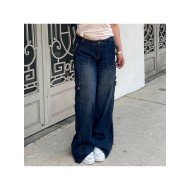  2024 Casual Loose Pure Color Denim Jeans