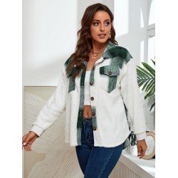 New Loose Plush Plaid Women's Coat  New Loose Plush Plaid Women's Coat