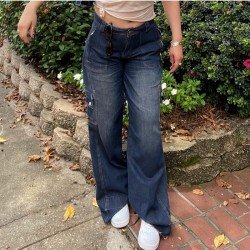  2024 Casual Loose Pure Color Denim Jeans