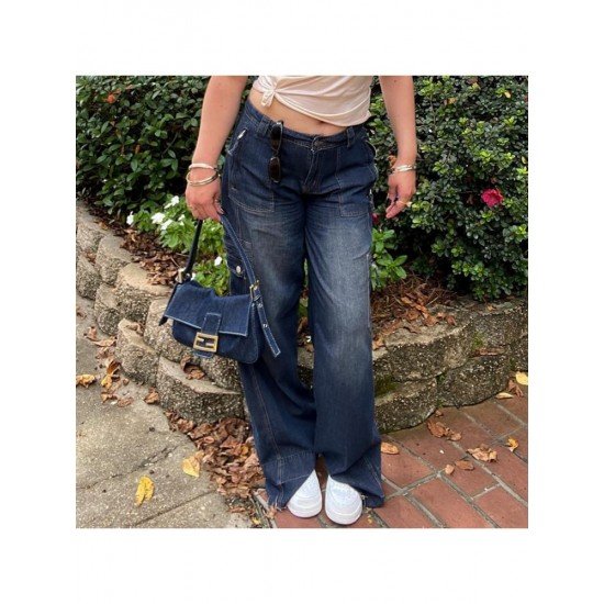  2024 Casual Loose Pure Color Denim Jeans