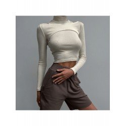  Design Fashion Pure Color Women's Short Top