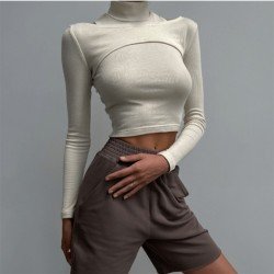  Design Fashion Pure Color Women's Short Top
