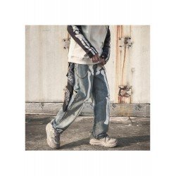 Skeleton Printed Black High Waist Jeans