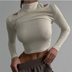  Design Fashion Pure Color Women's Short Top