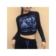  2024 Round Neck Printing Casual Crop Top