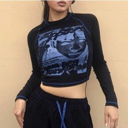  2024 Round Neck Printing Casual Crop Top