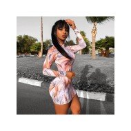  2024 New Skinny Printing Women's Long Sleeve Dress