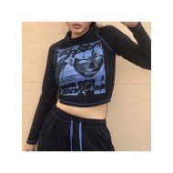  2024 Round Neck Printing Casual Crop Top