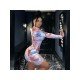  2024 New Skinny Printing Women's Long Sleeve Dress