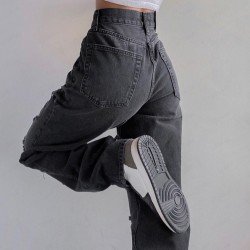 Street Fashion Pure Color Ripped Women Jeans