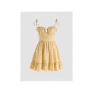  2024 Summer Backless Lace Up Floral Mini Dress