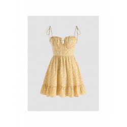 2024 Summer Backless Lace Up Floral Mini Dress  2024 Summer Backless Lace Up Floral Mini Dress