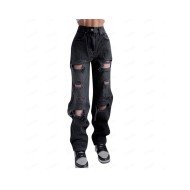 Street Fashion Pure Color Ripped Women Jeans