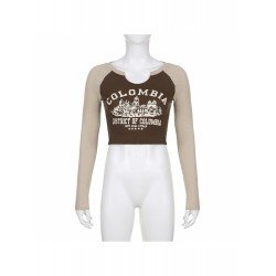  American Retro Letter Printing Women's Crop T-shirt