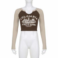  American Retro Letter Printing Women's Crop T-shirt