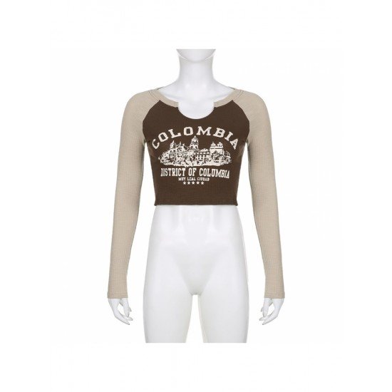  American Retro Letter Printing Women's Crop T-shirt