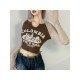  American Retro Letter Printing Women's Crop T-shirt