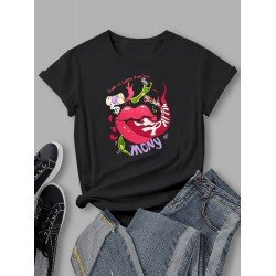 Lip Tongue Graphic Short Sleeve T Shirt Tops