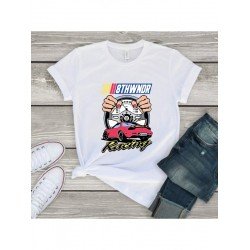 Car Graphic White Graphic T Shirts For Women