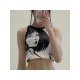  Summer 2024 Round Neck Figure Pattern Crop Tank